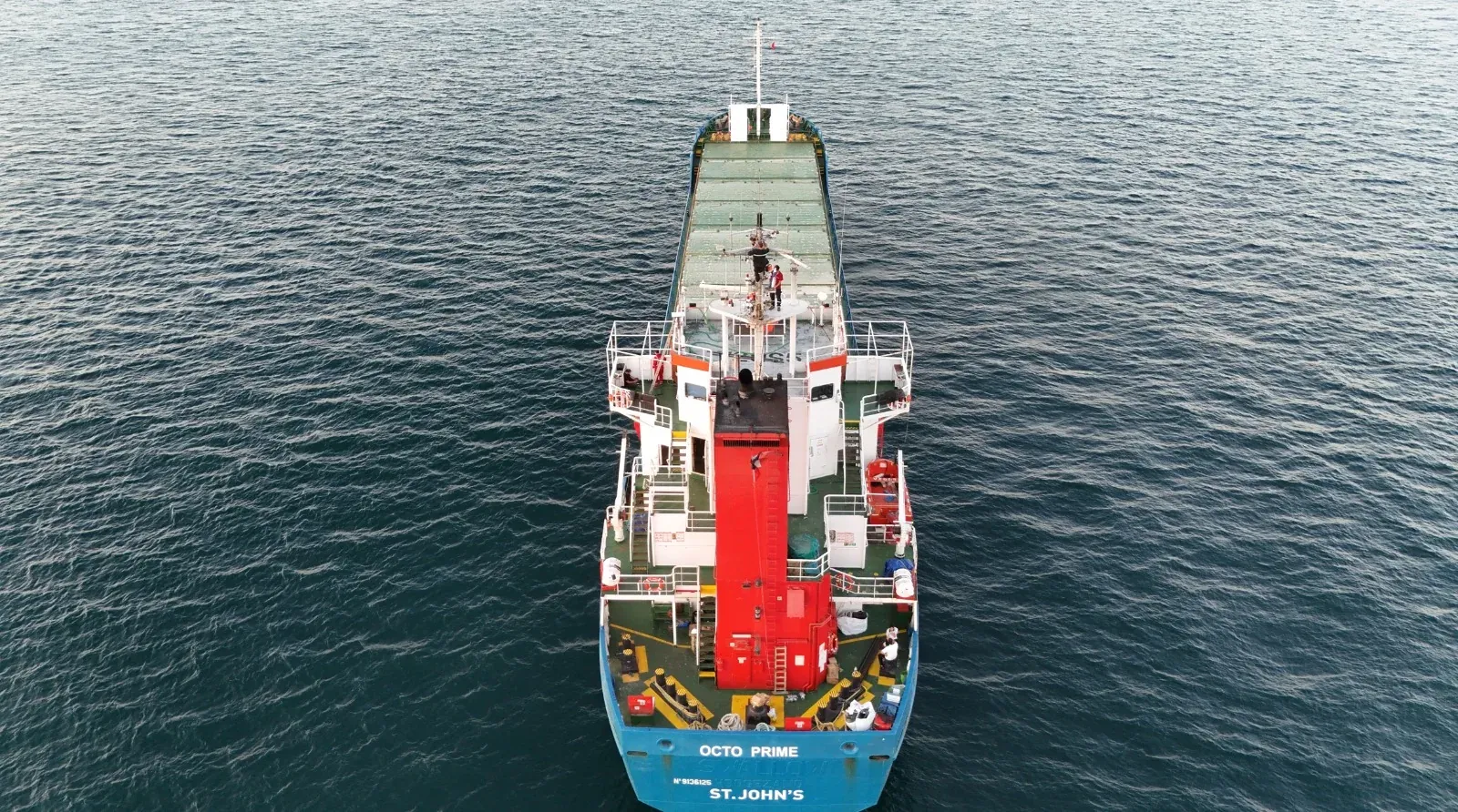 Overhead view of M/V Octo Prime cargo deck